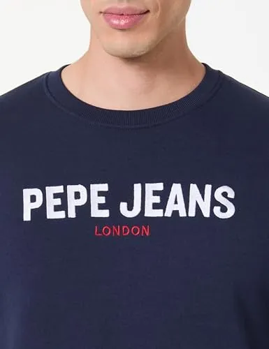 Pepe Jeans Big Logo Flag Crew felpa uomo blu navy taglia L