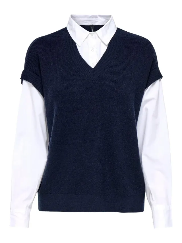 ONLY Onlpayson LS Polo Mix Vest Knt gilet donna S