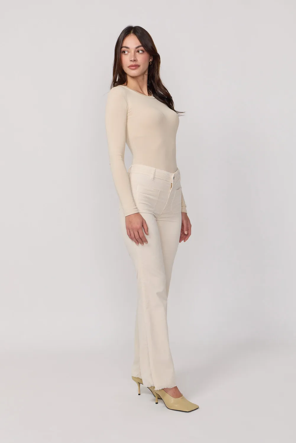 acquaverde Carlotta pantaloni velluto Cream cropped