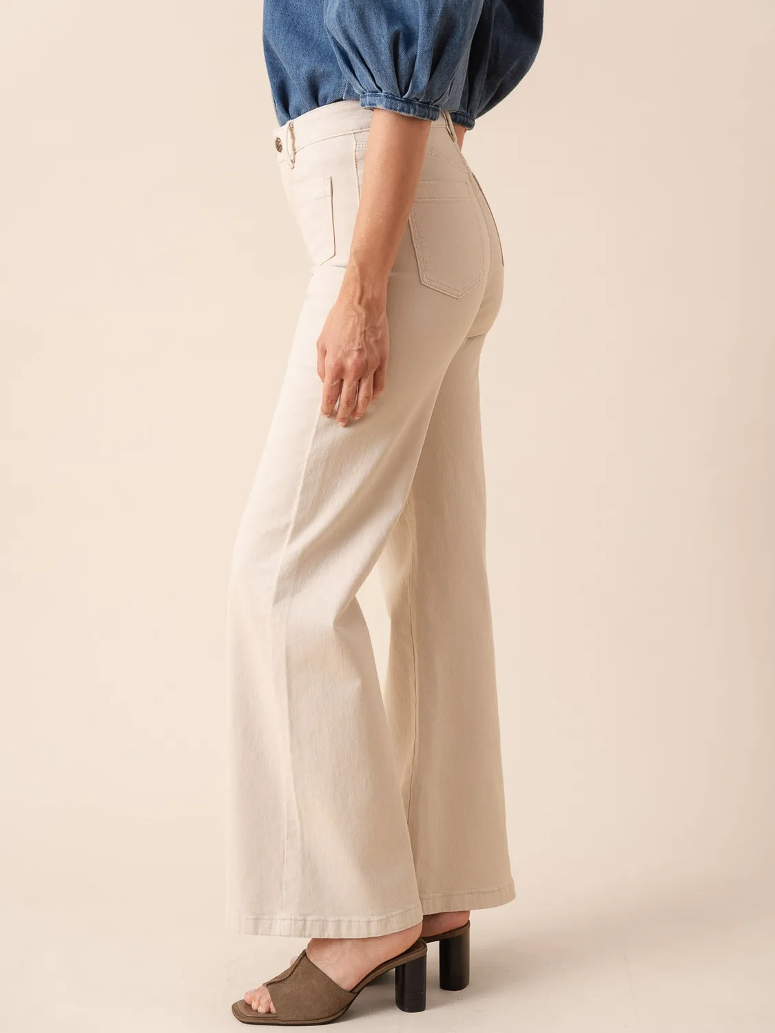 Oraije Gaspard jeans taupe wide cotone