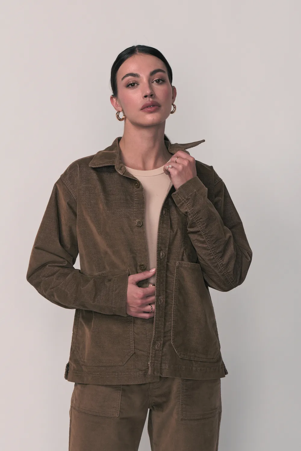 acquaverde Abby giacca in velluto Tabac oversize