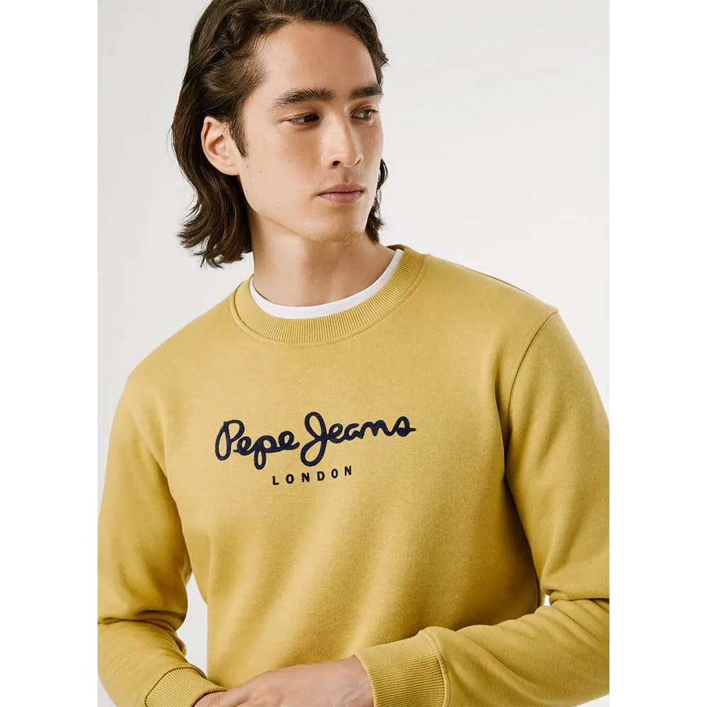 Pepe Jeans Macbeth Plain Crew Felpa Uomo Gialla Logo Grande
