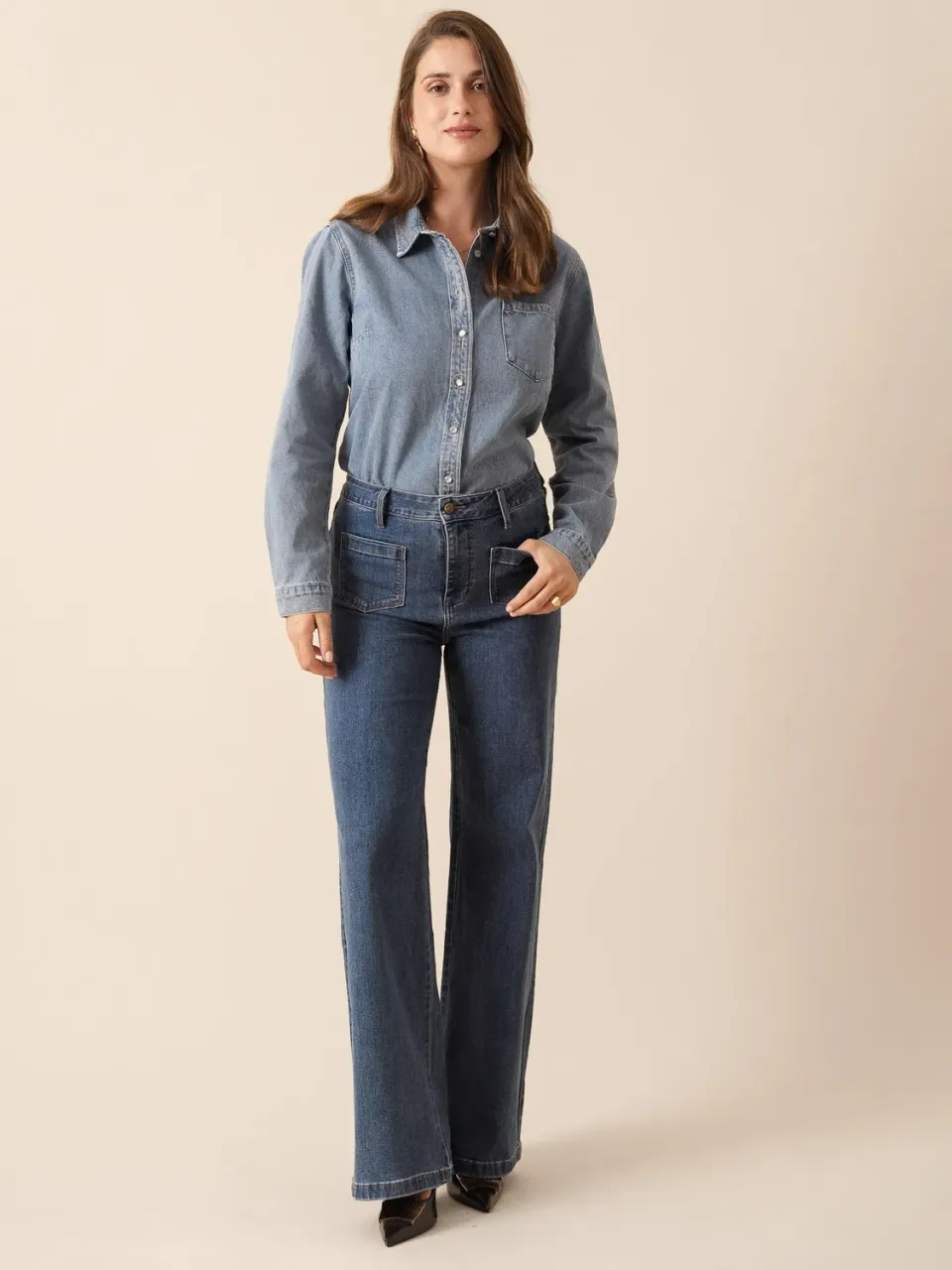 Oraije Gaspard jeans wide blu scuro vita cintrata