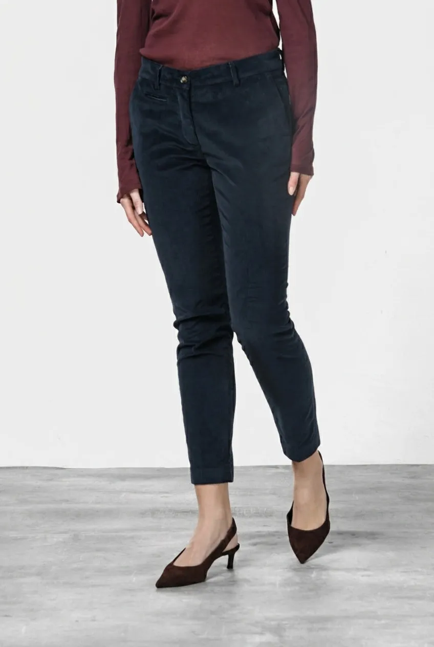 Mason's New York Slim chino donna navy velluto slim