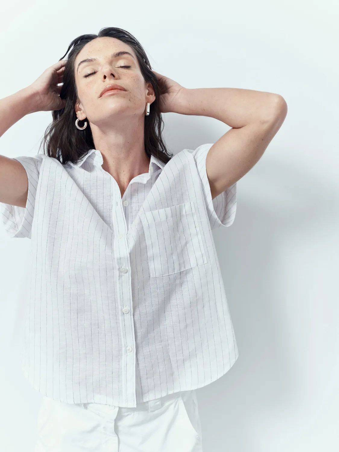 acquaverde Gaelle camicia tuscany white blue leggera