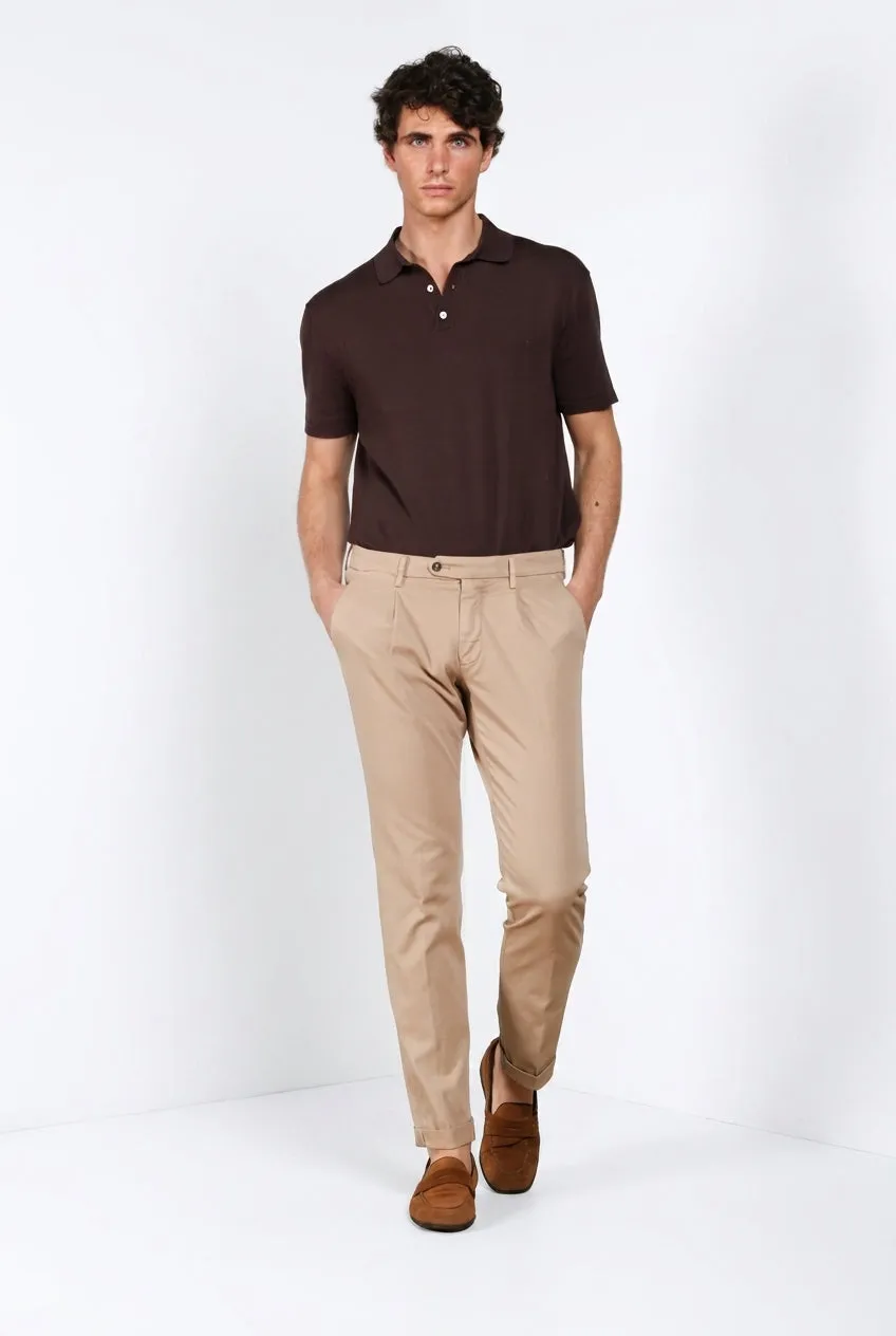 Mason's Torino 1 Pinces Flex chino uomo beige medio slim