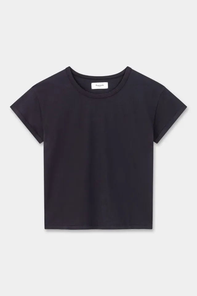 Acquaverde T-shirt Lunga Effetto Usato Nera Cotone