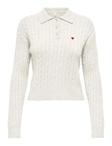 ONLY Onlkatia polo maglia trecce donna nera