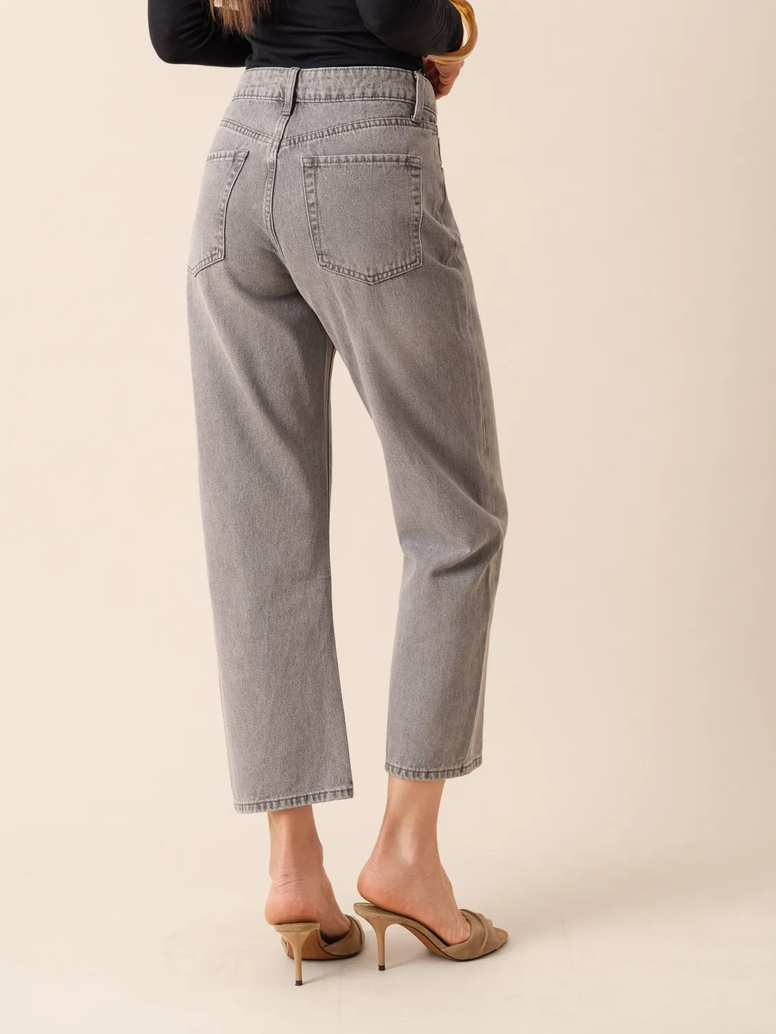 Oraije Boy jeans barrel grigio chiaro