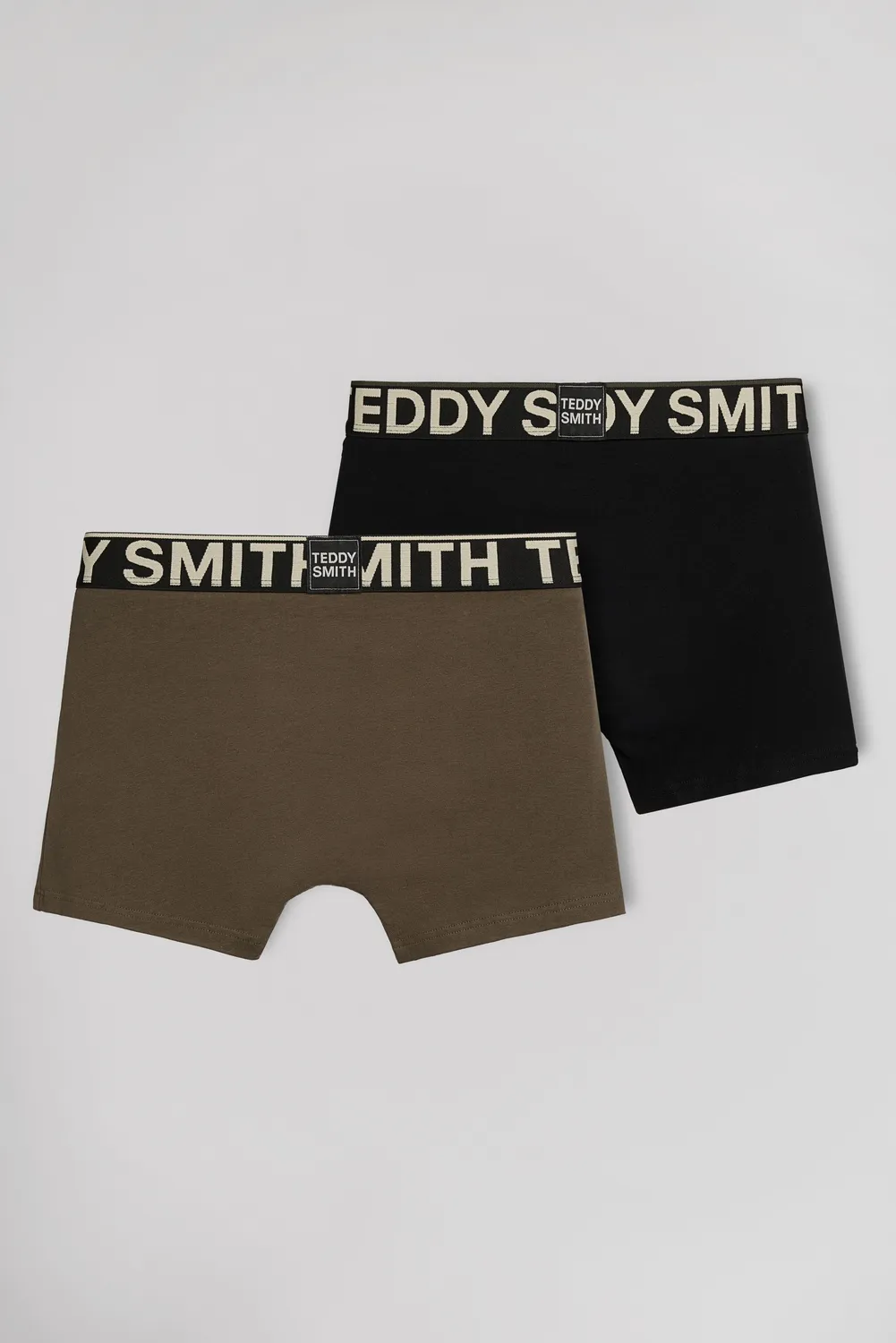 Teddy Smith Boxer Uomo Nero Kaki 2 Pezzi Cotone Elasticizzato