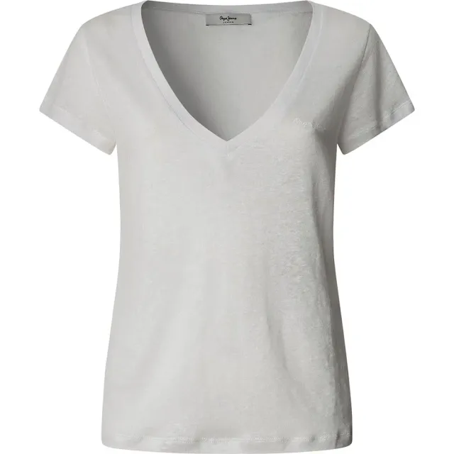 Pepe Jeans Megan V-Neck T-Shirt Donna L Bianco Lino