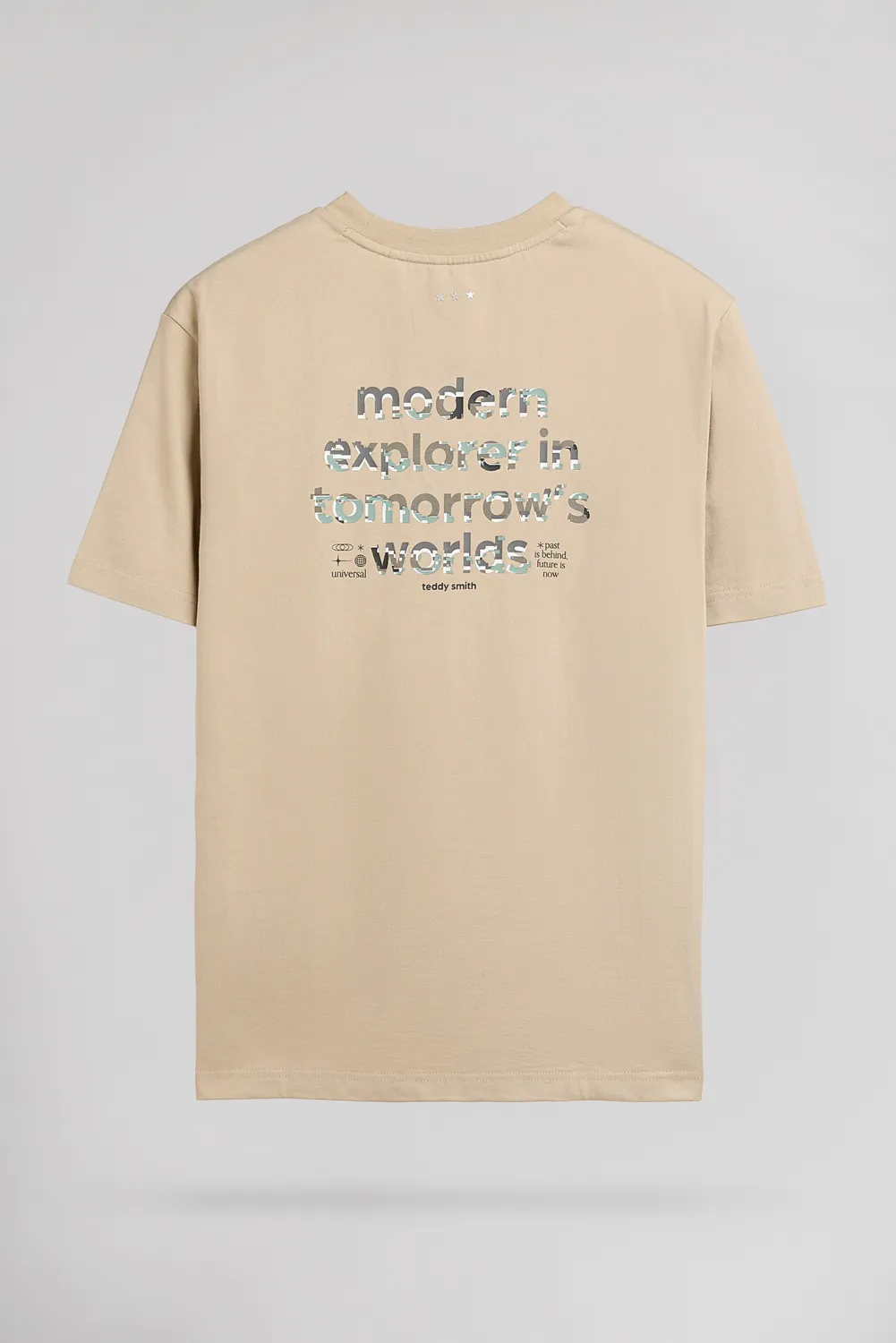 Teddy Smith T-Olivio maglietta uomo beige ampia girocollo
