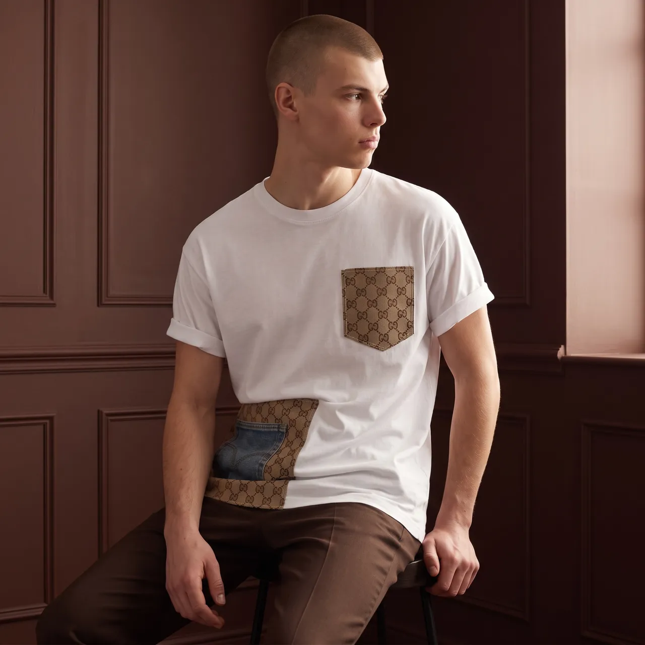 Never Say Never T-shirt Concept Denim tema Gucci blu