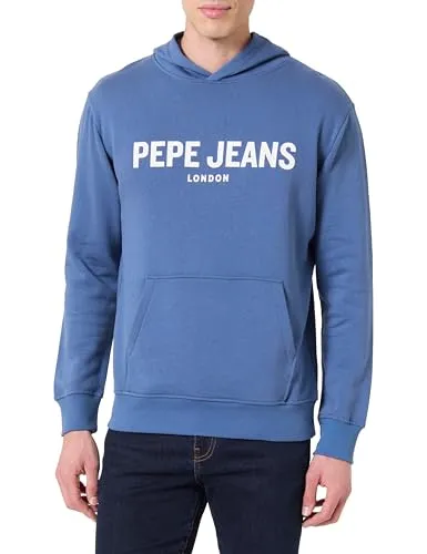 Pepe Jeans Big Logo Hoodie felpa uomo L blu mare regular fit