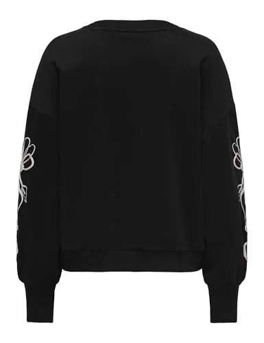 ONLY Onlbrooke L/S O-Neck Flower Swt Noos felpa nera M