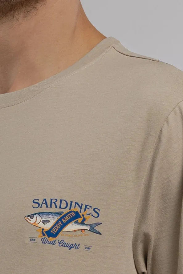 Teddy Smith T-Fish T-Shirt Uomo Beige Girocollo Stampa