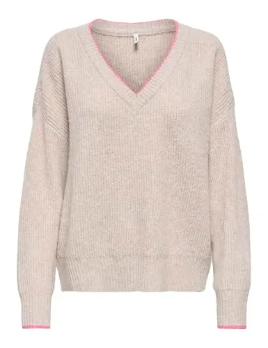 ONLY Onlhavanna LS Rib V-Neck Knt maglia donna
