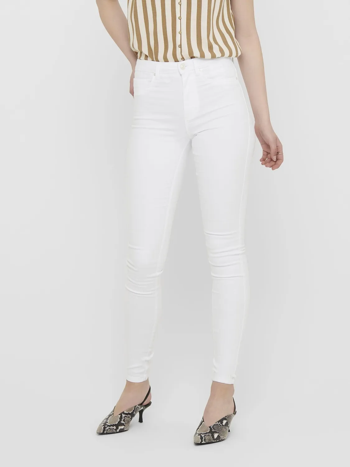 Only Onlroyal HW Skinny jeans donna bianco M/30L