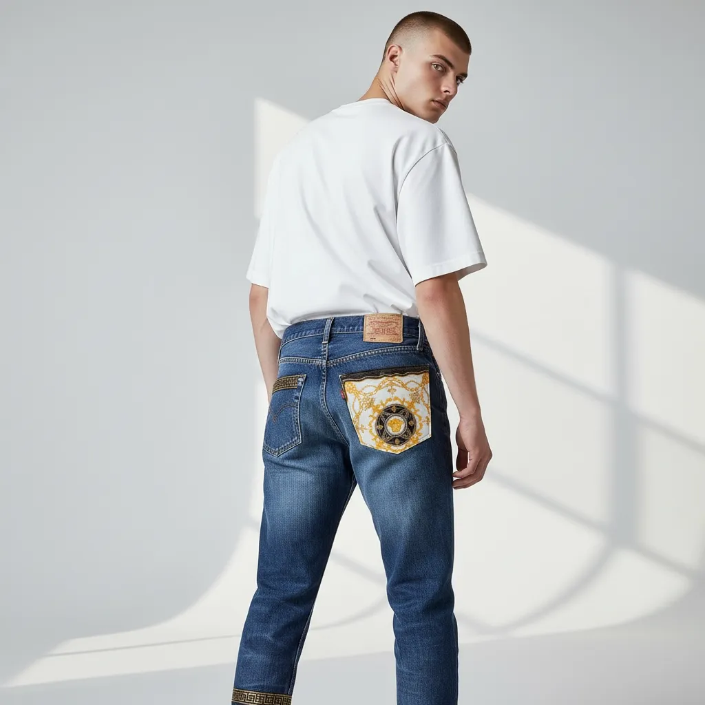 Levi's Vintage Versace jeans custom tessuto fantasia