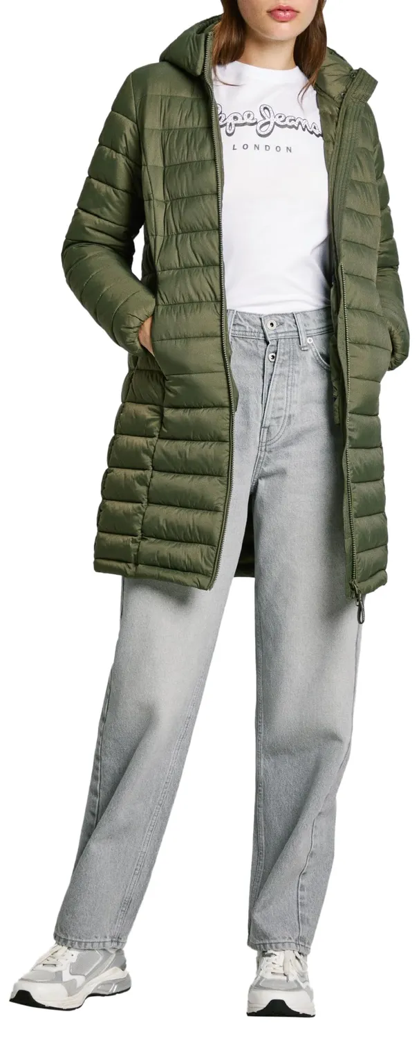 Pepe Jeans Ammy Long piumino donna lungo nero imbottito Sorona