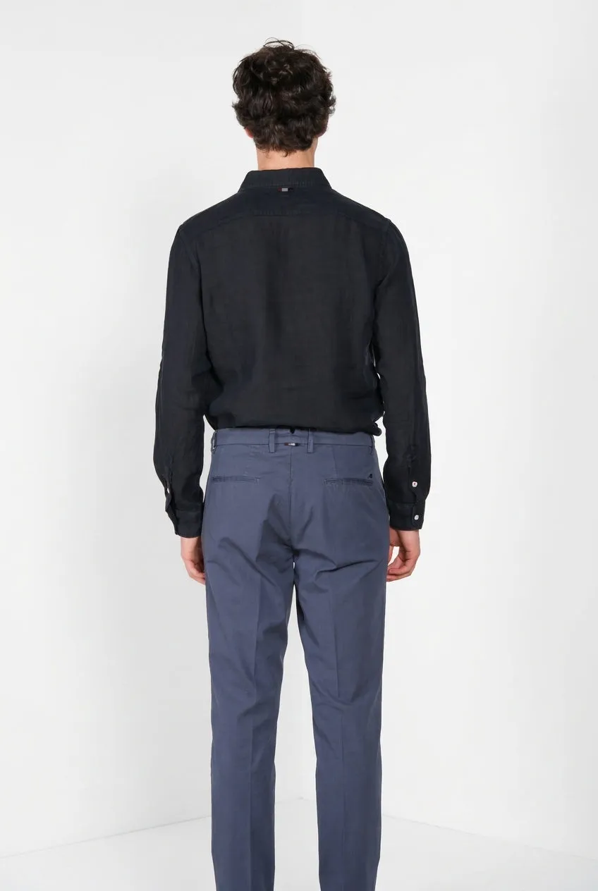 Mason's Torino camicia uomo in lino blu notte