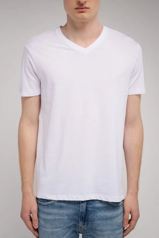 Teddy Smith Tawax 2 MC T-Shirt Scollo V Bianco Cotone