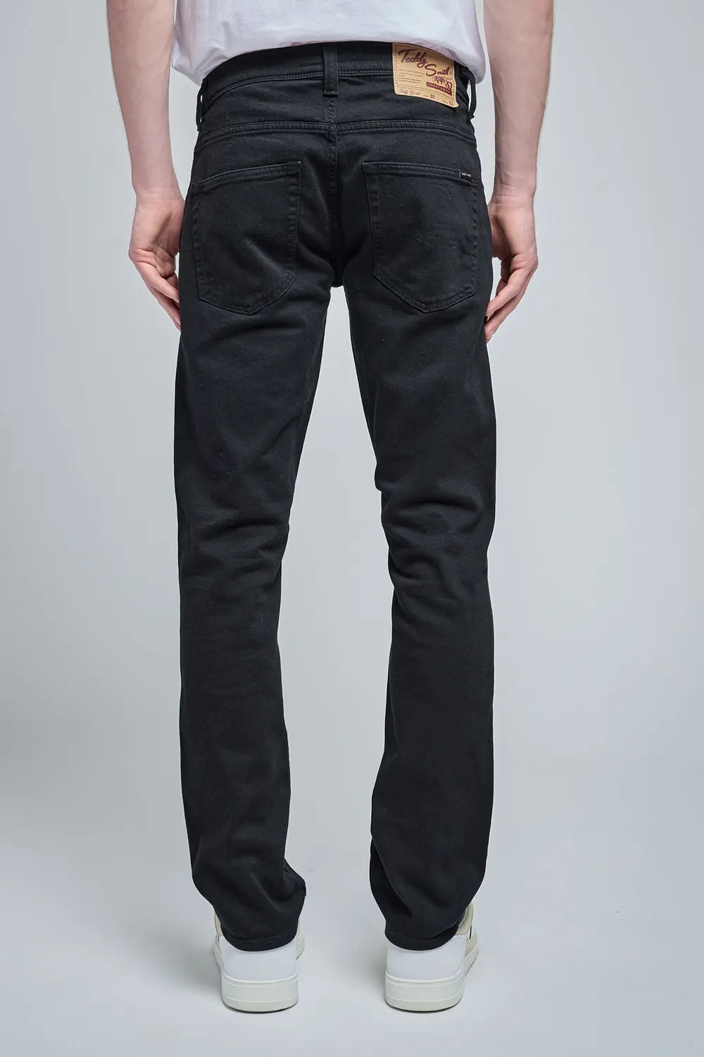 Teddy Smith Reg L32 jeans uomo nero dritto elastico