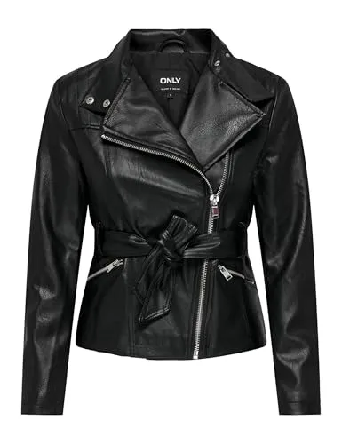 ONLY Onlmanilla Giacca Biker Donna Finta Pelle Taglia M Nera
