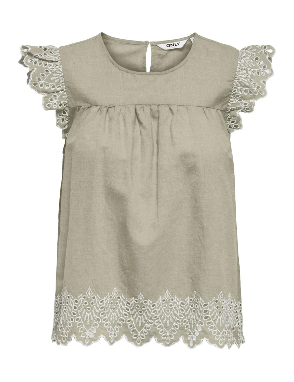 ONLY Onltulum EMB top donna maniche corte ricamato