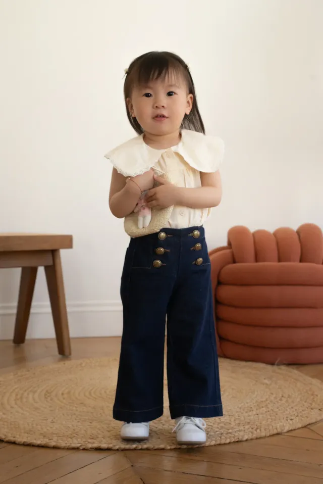 Oraije Vittoria jeans wide bimba denim grezzo