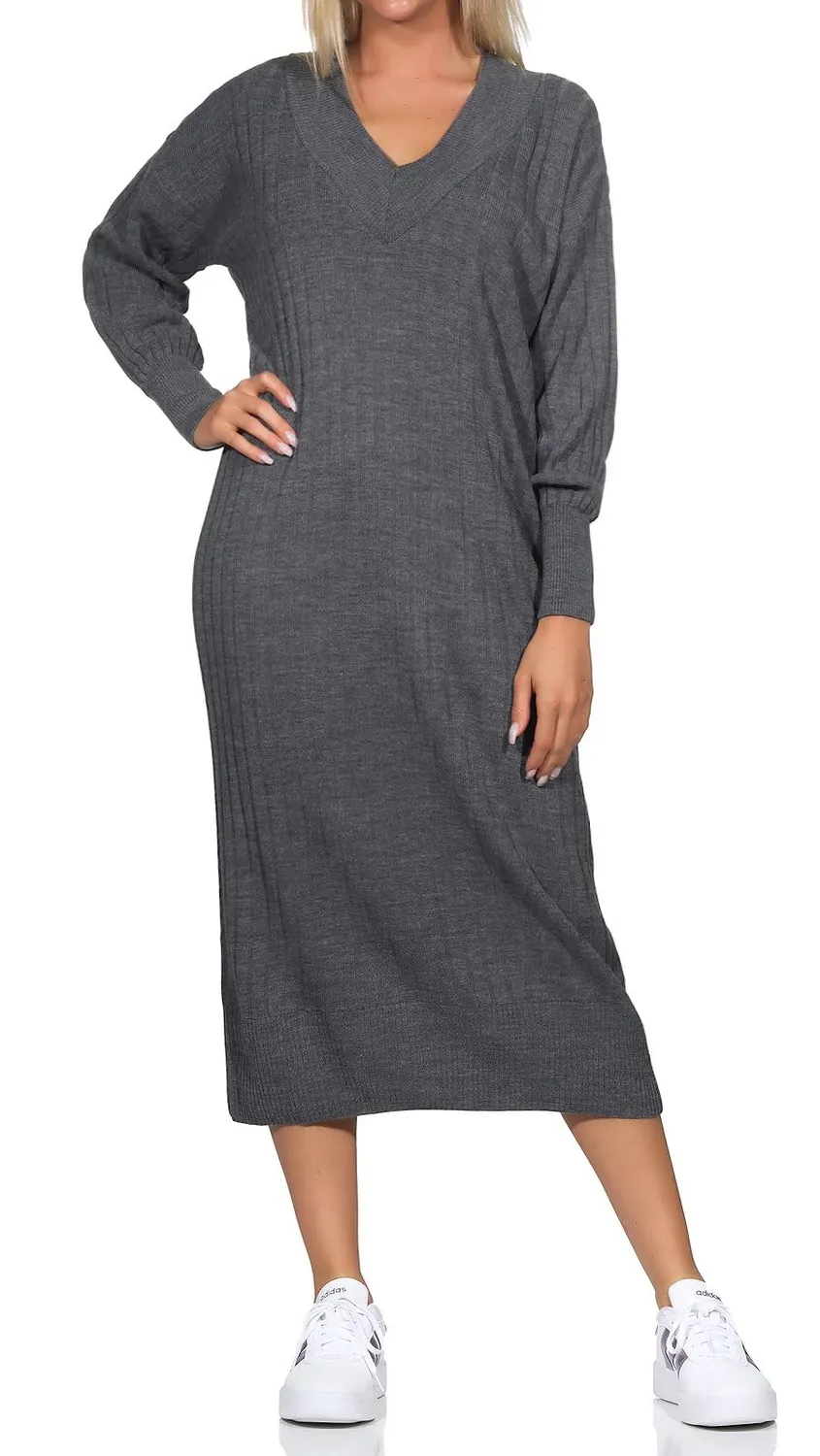 ONLY Onlnew abito midi maglia manica lunga coste