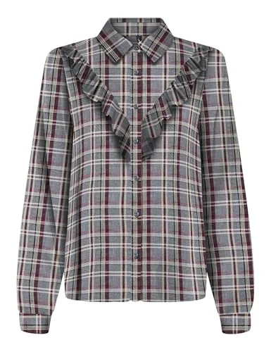 ONLY Onlevia Check camicia volant M manica lunga