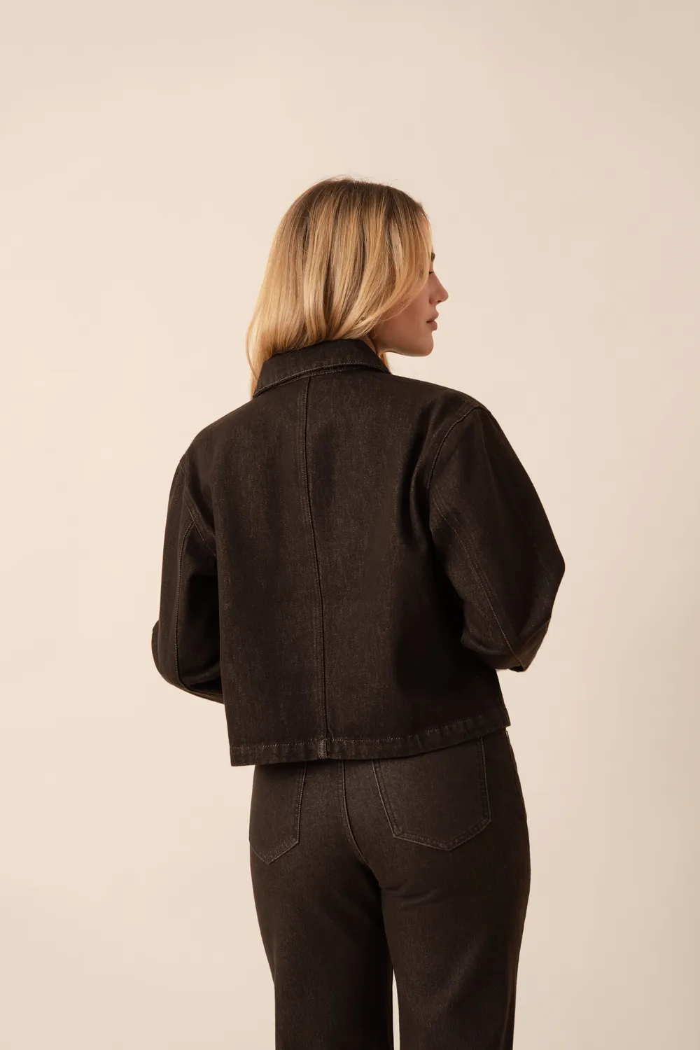 Oraije Vila giacca denim marrone cotone