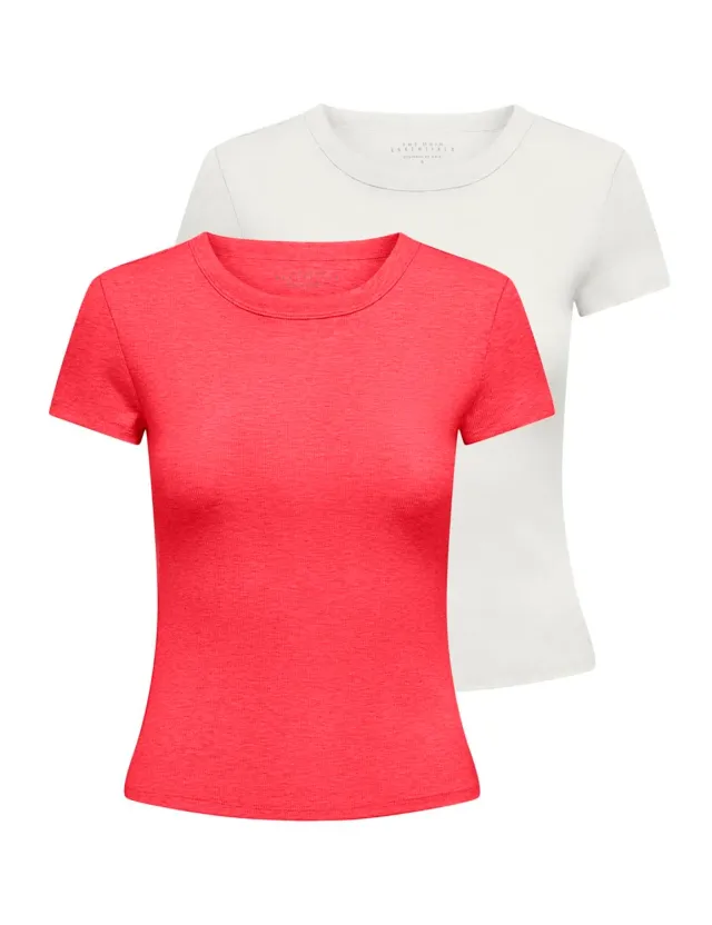 Only Onleasy Top t-shirt donna 2 pack corallo