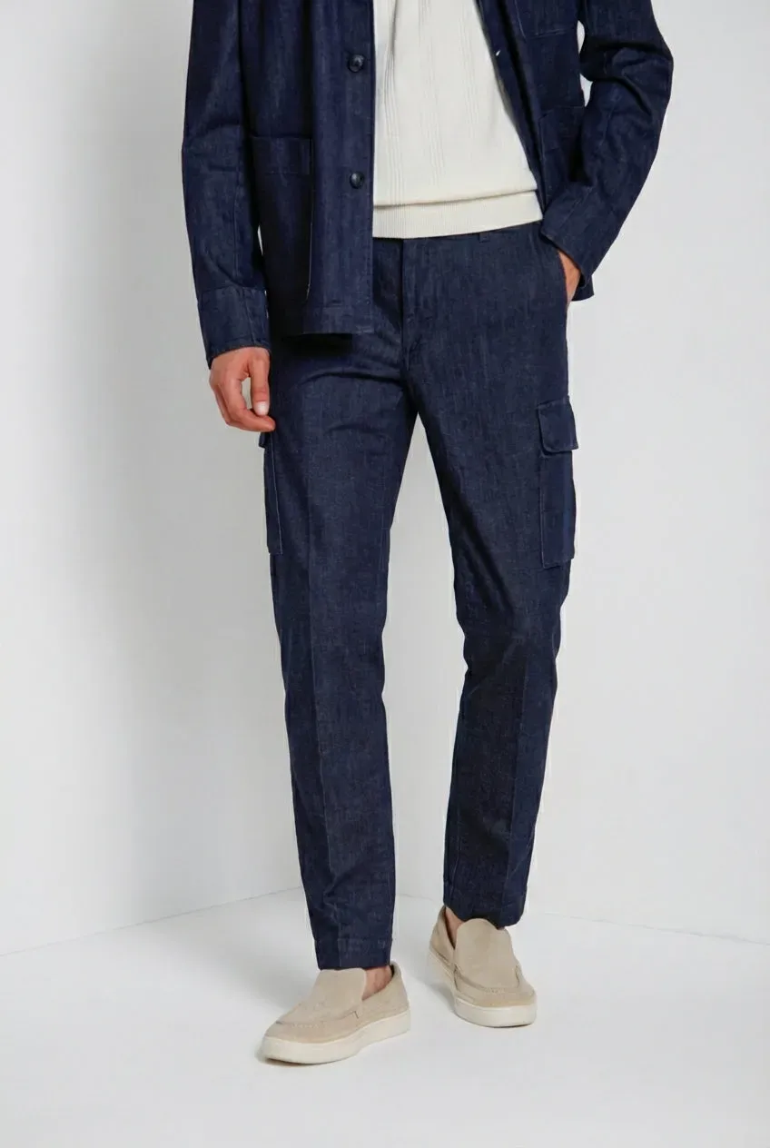 Mason's Chile Cargo Denim Uomo Blu Navy Regular Fit Cotone