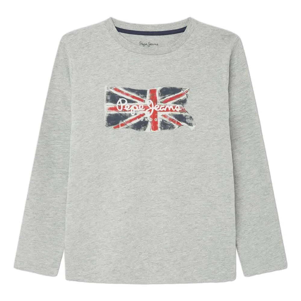 Pepe Jeans Clag LS Jr T-Shirt Bambino 10 Anni Stampa Bandiera