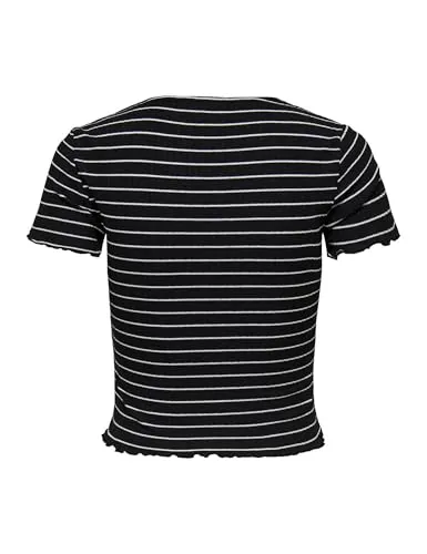 Only Onlemma Stripe top cropped donna scollo tondo