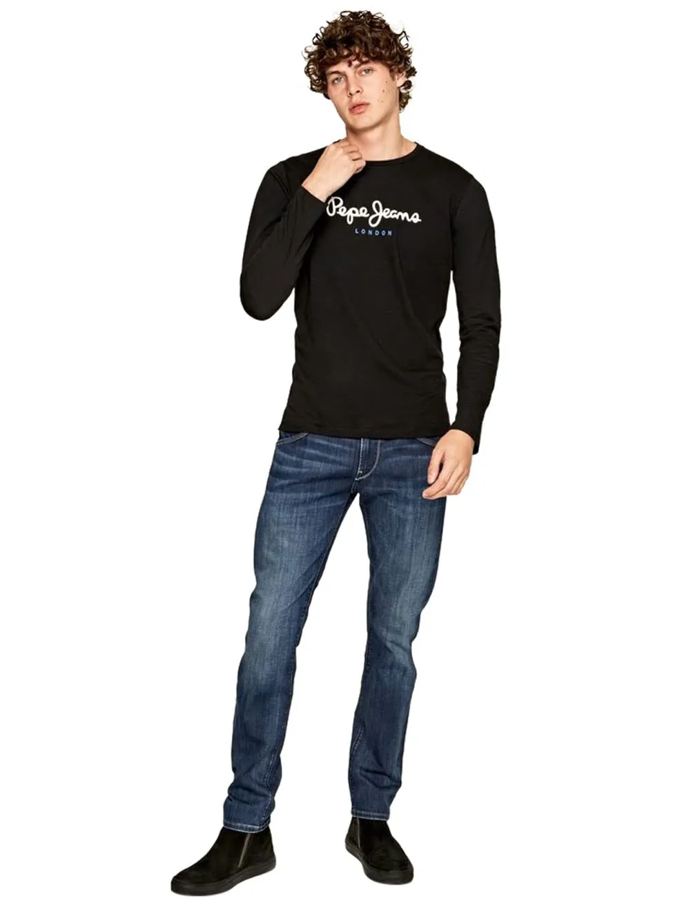 Pepe Jeans Eggo maglietta maniche lunghe uomo blu navy slim fit