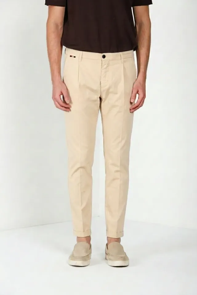 Mason's Osaka 1 Pinces chino uomo beige seta carrot