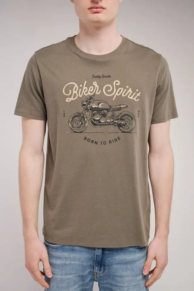 Teddy Smith T-Carso Turbulence Kaki t-shirt uomo moto