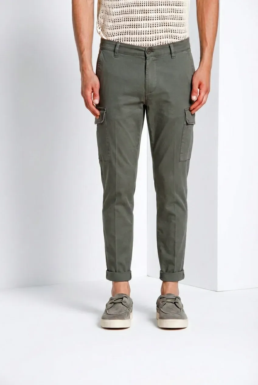 Mason's Chile Cargo Uomo Raso Verde Militare Extra Slim