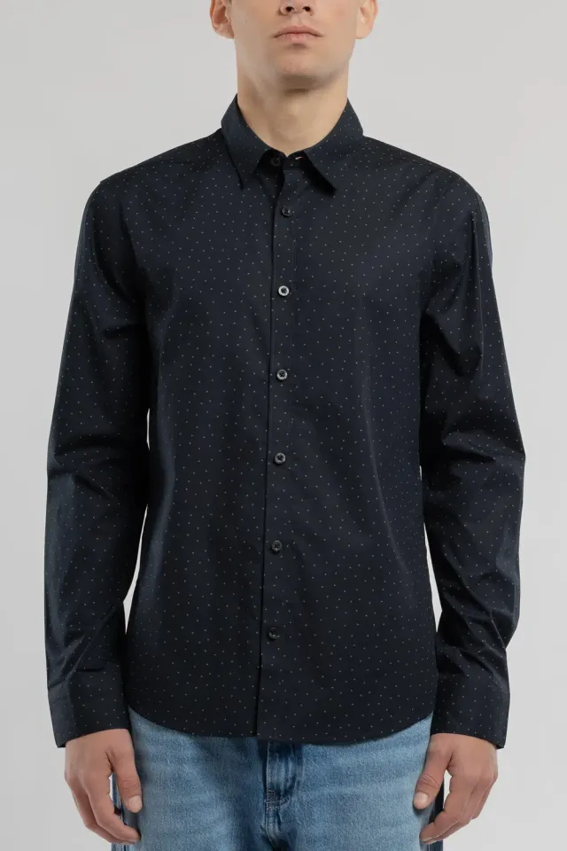 Teddy Smith Carton camicia dark navy micro shapes puro cotone