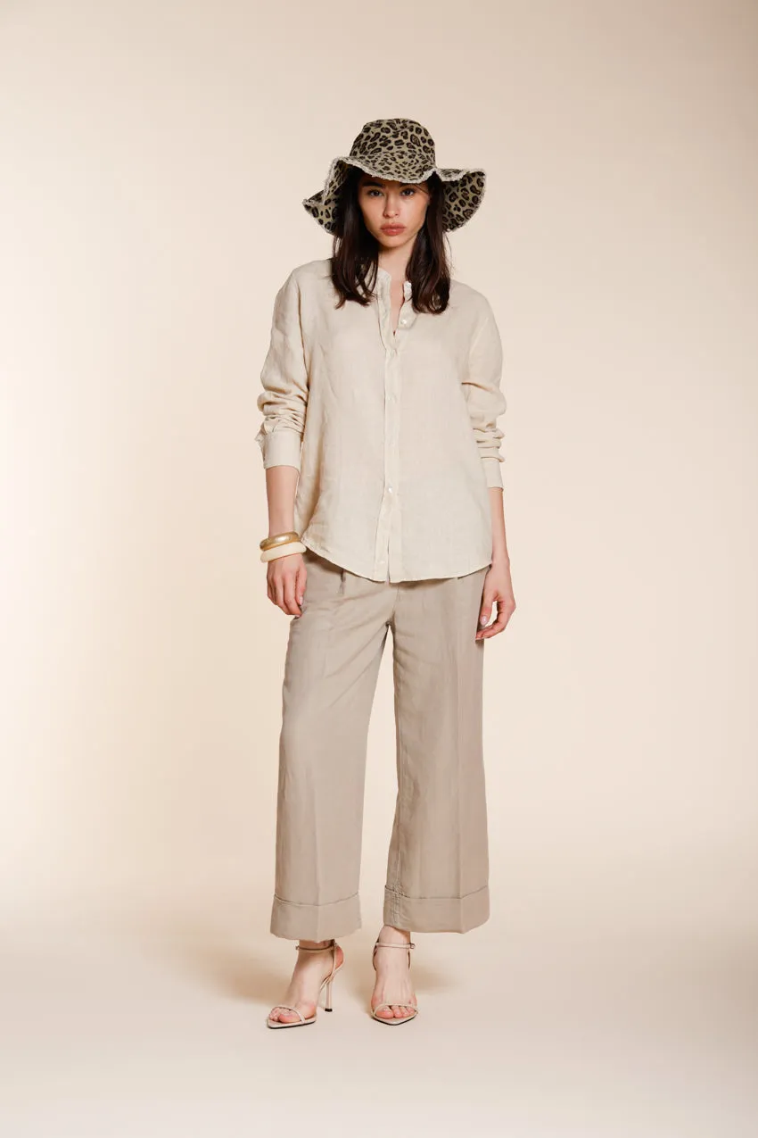 Mason's Delhi camicia donna latte lino manica lunga