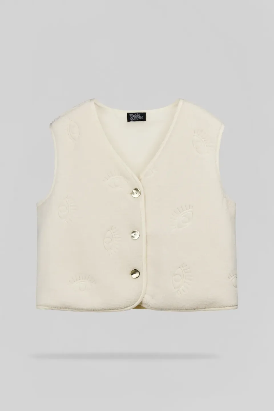Teddy Smith G-Eyes gilet donna bianco sherpa occhi