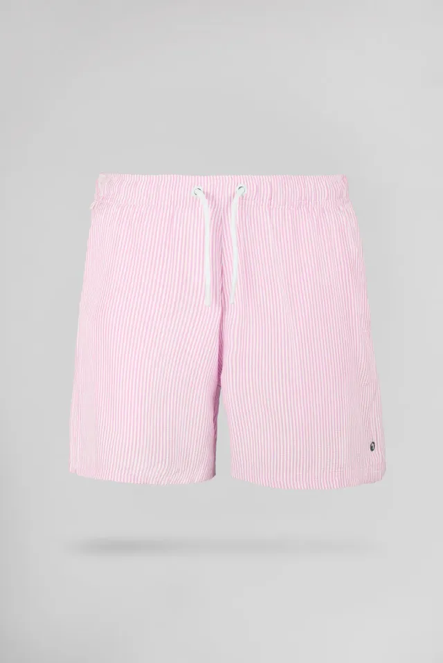 Teddy Smith S-Pablo Costume Mare Uomo Pink Seersucker