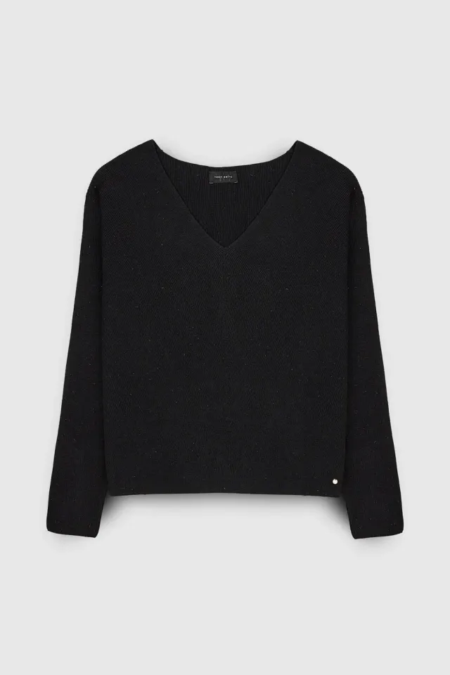Teddy Smith P-Rita Maglia Scollo V Nera Attillata
