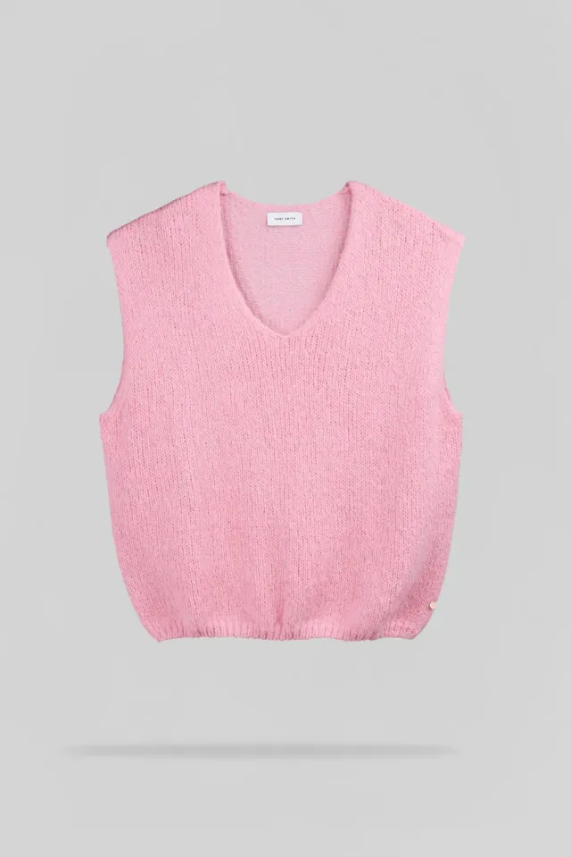 Teddy Smith P-Molia Pull Smanicato Rosa Scollo V