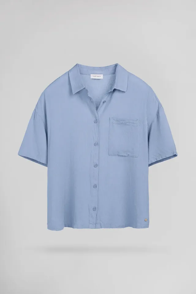 Teddy Smith C-Elia Camicia Donna Azzurro Lino Viscosa