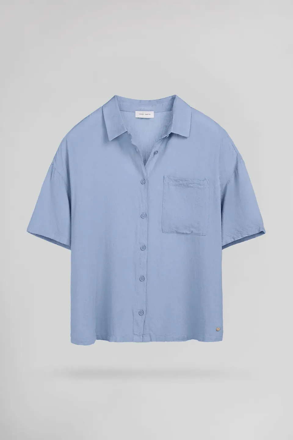 Teddy Smith C-Elia Camicia Donna Azzurro Lino Viscosa