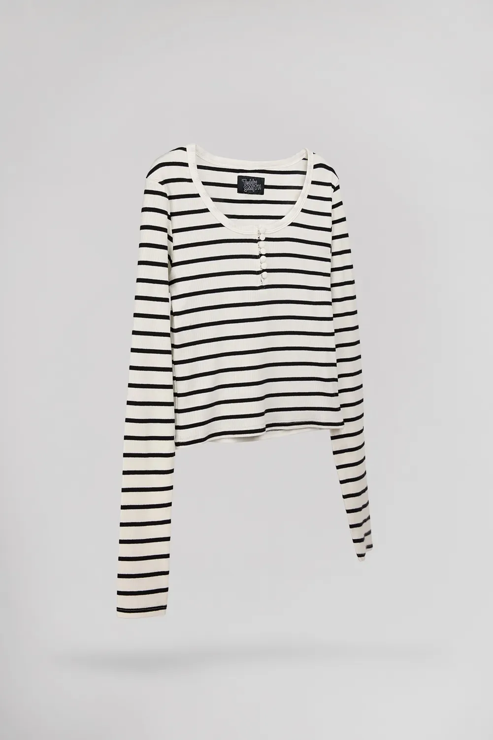 Teddy Smith T-Arya ML t-shirt manica lunga middle white righe